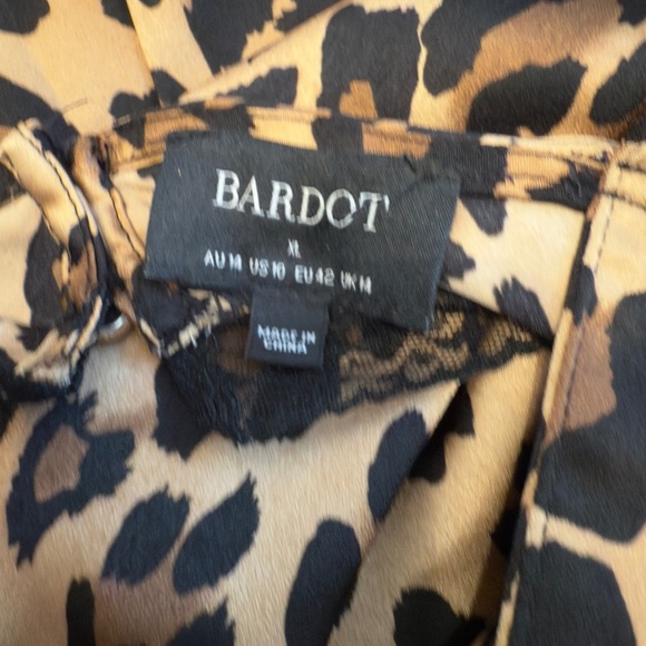 Bardot - Emory satin slip midi dress with lace detail in leopard print Size XL - Picture 6 of 8